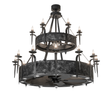 Front view of illuminated 62-inch Costello Two Tier Chandel-Air chandelier fan.