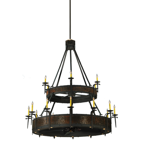 Full front view displaying both illuminated tiers and hanging chain mount.