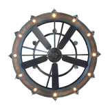 Overhead bottom view showing full fan and lighting circle.