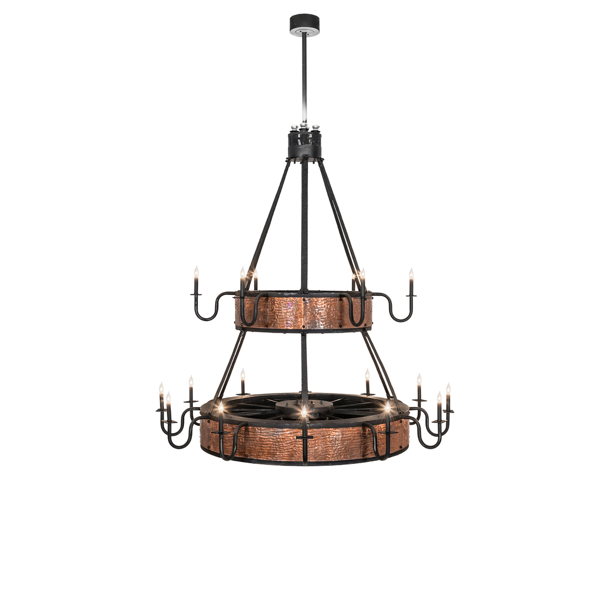 Straight-on view of Costello 18-light chandelier fan.