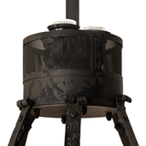 Close-up of upper housing and mounting assembly with black finish.