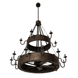 Unlit angled front view showing two-tier structure and fan placement.