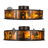Dual rear lit panels highlighting musical and racehorse silhouettes in glow.