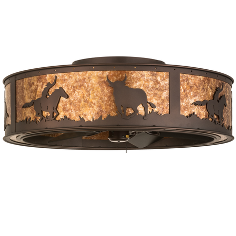 Unlit Cowboy and Steer chandel-air showing bronze cutout details.
