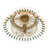 Bottom angle view of Coyle 72 light chandelier showing radial bulb layout.