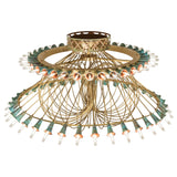 Top angle view of Coyle 72 light chandelier showing upper ring and canopy.