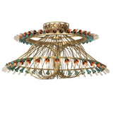Coyle 72 light chandelier unlit showing brass tubing and trumpet lily cups.