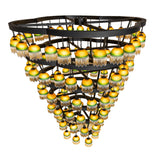 Top angle view showing the wide multi-tier rings and suspended lights.