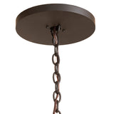 Ceiling canopy and chain detail of Cyclone 20 light chandelier.