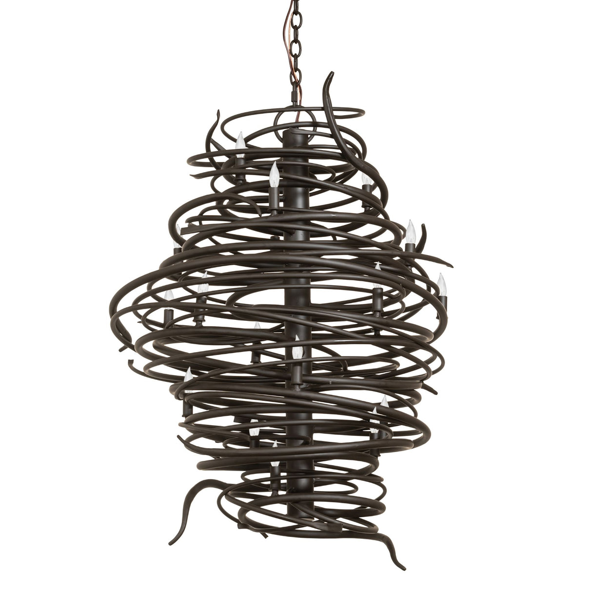 Cyclone 20 light chandelier unlit view in oil rubbed bronze finish.