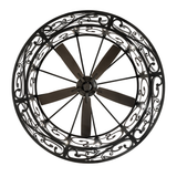 Bottom view of Dean chandelier fan highlighting blade symmetry and lighting.