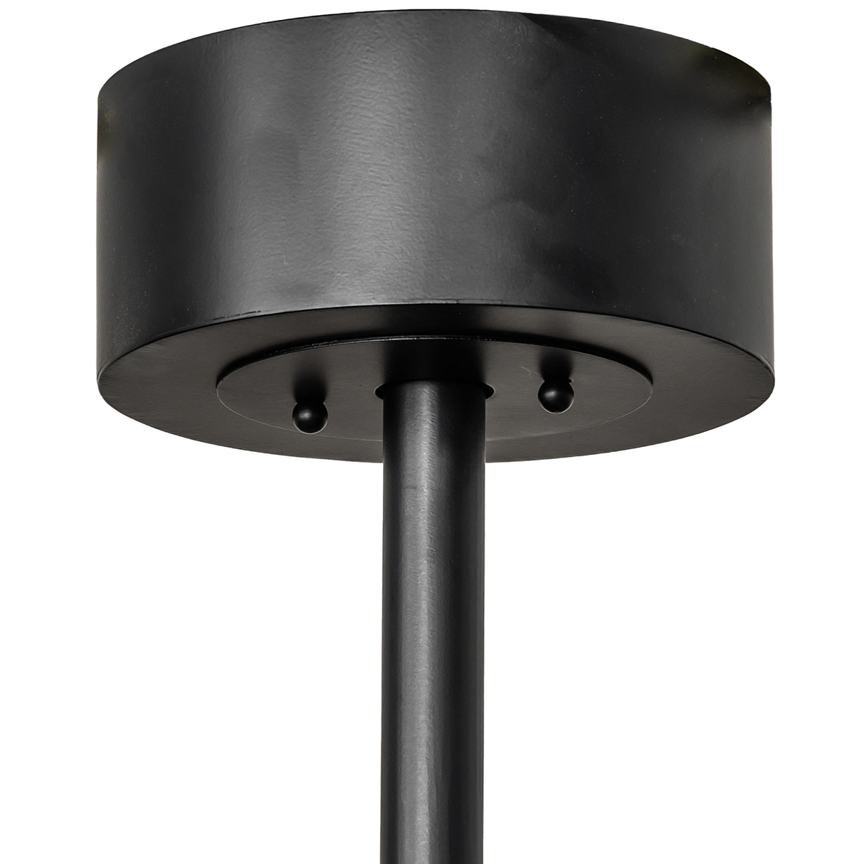 Ceiling canopy and mounting rod detail of Dean chandelier fan.