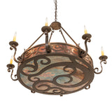 Bottom angle view of Delano chandelier showing decorative underside.