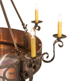 Close up of gilded tobacco finish and bobeche on Delano chandelier.