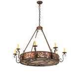 Full view of 42 inch Delano 8 light chandelier in gilded tobacco finish.