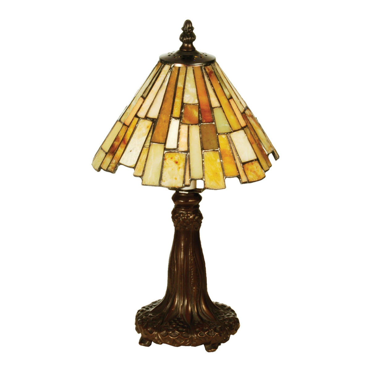 Delta Jadestone Mini Lamp with natural stone-patterned shade.