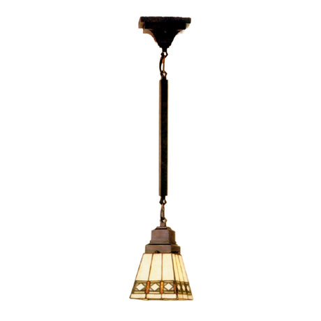 5"Sq Diamond Band Mission Mini Pendant with a detailed stained glass pattern.