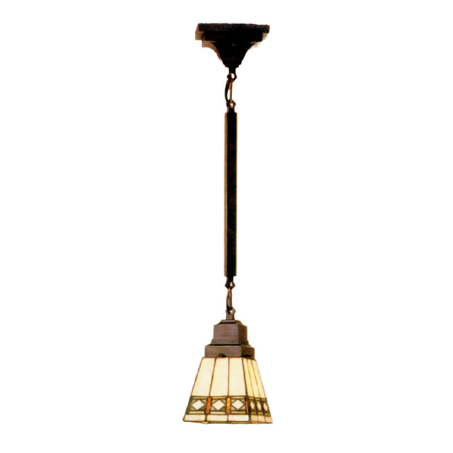 5"Sq Diamond Band Mission Mini Pendant with a detailed stained glass pattern.