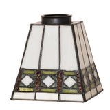 Unlit view of the 5" Square Diamond Band Mission Shade, highlighting intricate patterns.