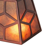 closeup view of amber mica panels on diamond craftsman shade.