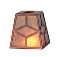 illuminated view of diamond craftsman shade emitting a warm glow.