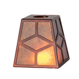 illuminated view of diamond craftsman shade emitting a warm glow.