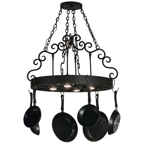 Dior 4-light round pot rack chandelier front view.