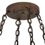 Ceiling mount and chain detail of Dior 4-light pot rack.