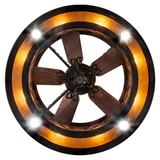 Bottom lit view showing detailed fan and circular light layout.