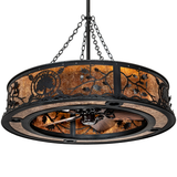 Unlit front angle view highlighting oak leaf and acorn accents in black finish.