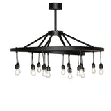 Donner 16 light chandelier side view highlighting hanging bulb cords.