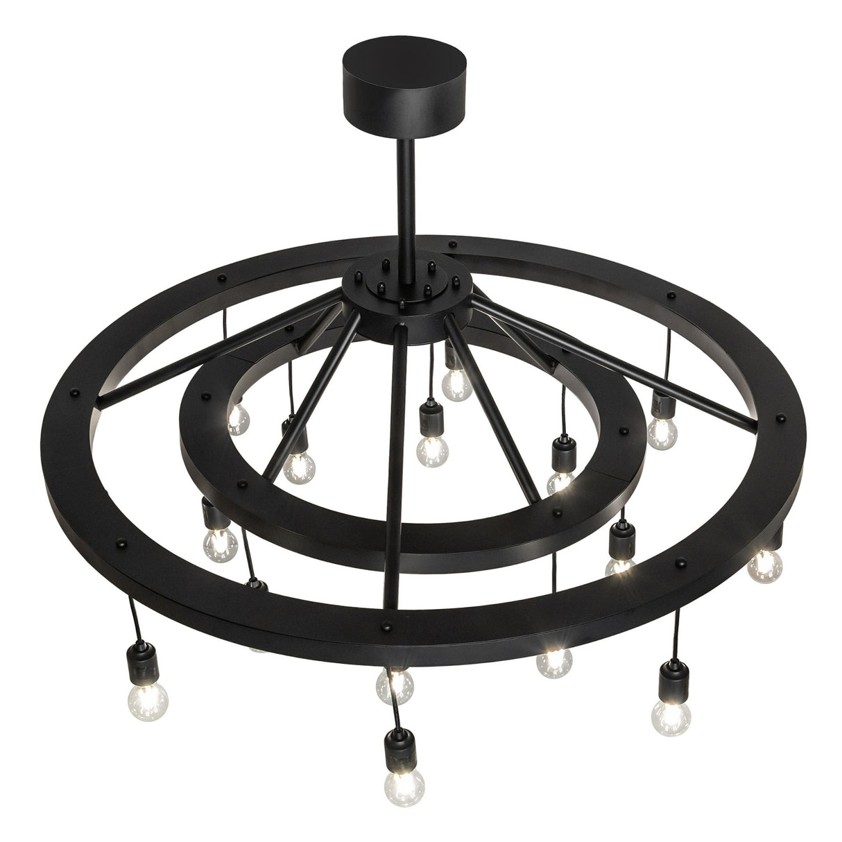 Donner 16 light chandelier top angle view showing dual ring construction.