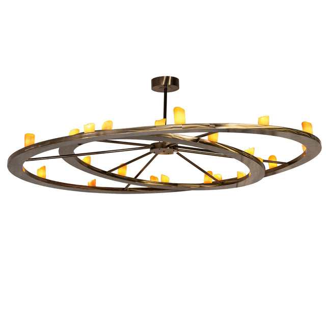 Donner 24 light chandelier illuminated showing all LED lights on.