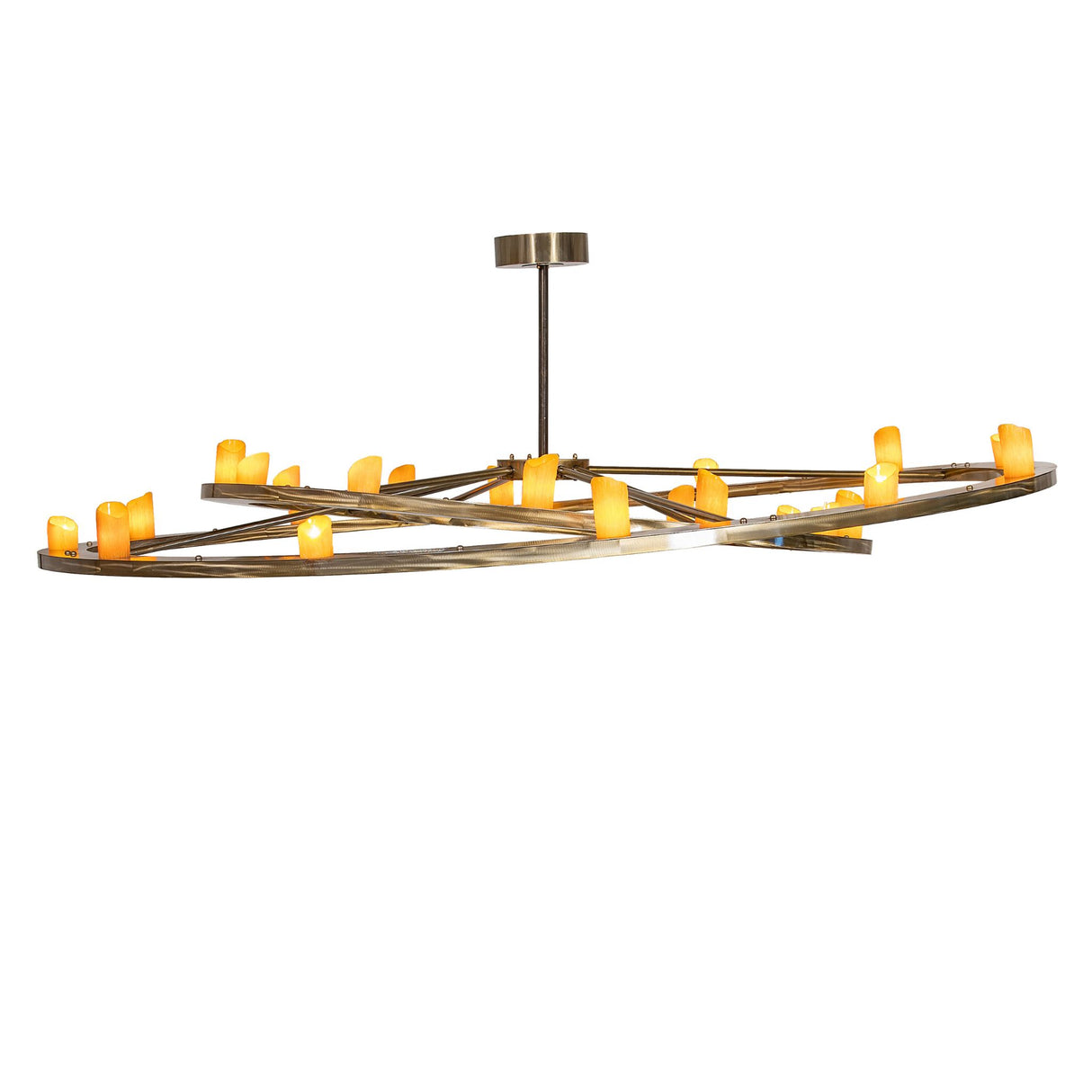 Side view of Donner 24 light chandelier showing layered ring profile.