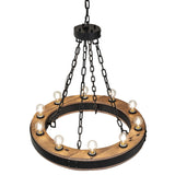 Top angle view showing chain suspension and glowing bulbs.