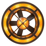 Bottom view of Duke Chandel-Air showing glowing amber ring and fan blades.