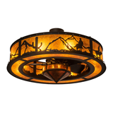 Fully illuminated Duke Chandel-Air showcasing mountain and cowboy silhouettes.