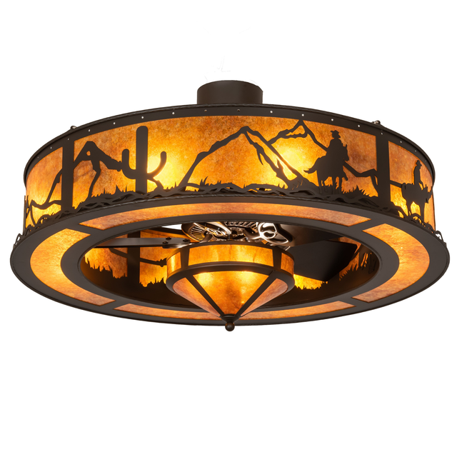 Duke Chandel-Air glowing with amber mica panels and western silhouette design.