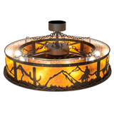Top view showing warm amber glow and metal chain structure.