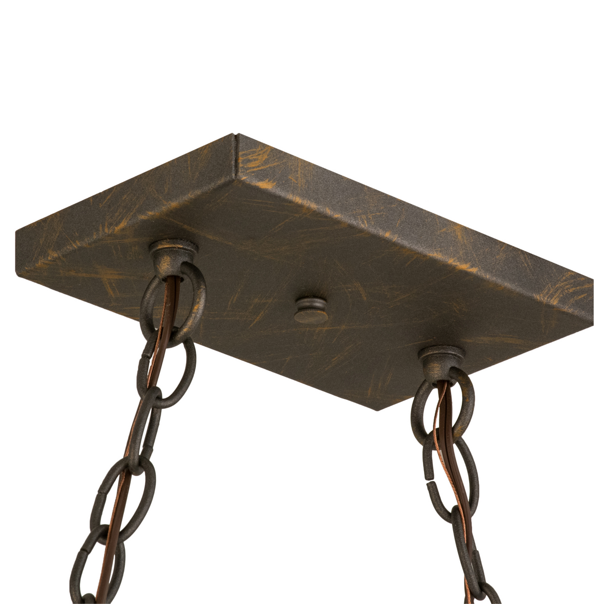 Close-up of French bronze canopy and suspension chains.