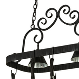 Canopy view of Elana 2 Light Pot Rack showing chain suspension detail.