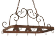 Full front view of Elana pot rack with three downlights.
