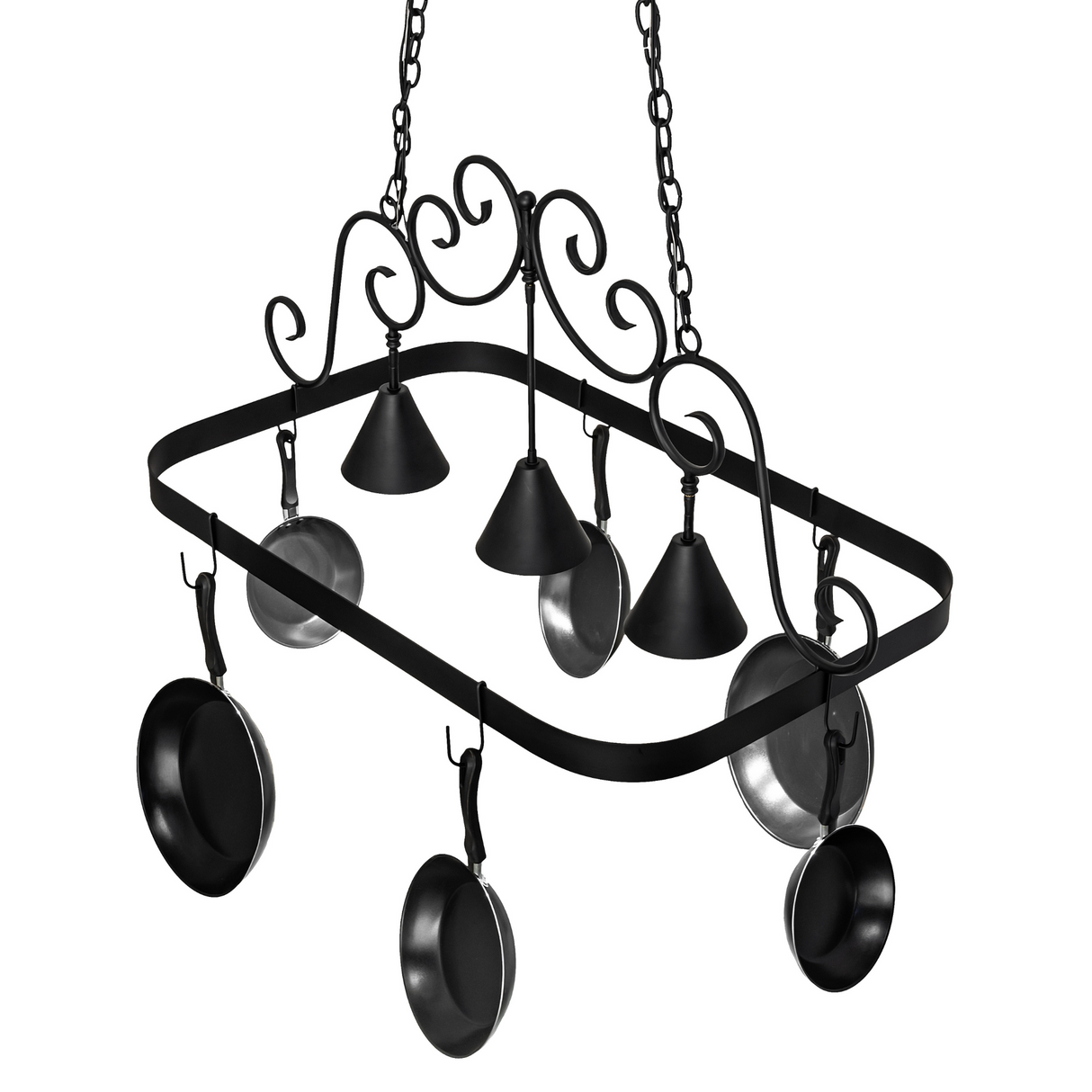 Overhead view of Elana 3 light pot rack showing layout.
