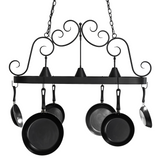 Straight front view of Elana 3 light pot rack chandelier.