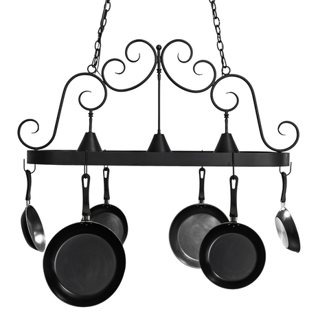 Straight front view of Elana 3 light pot rack chandelier.