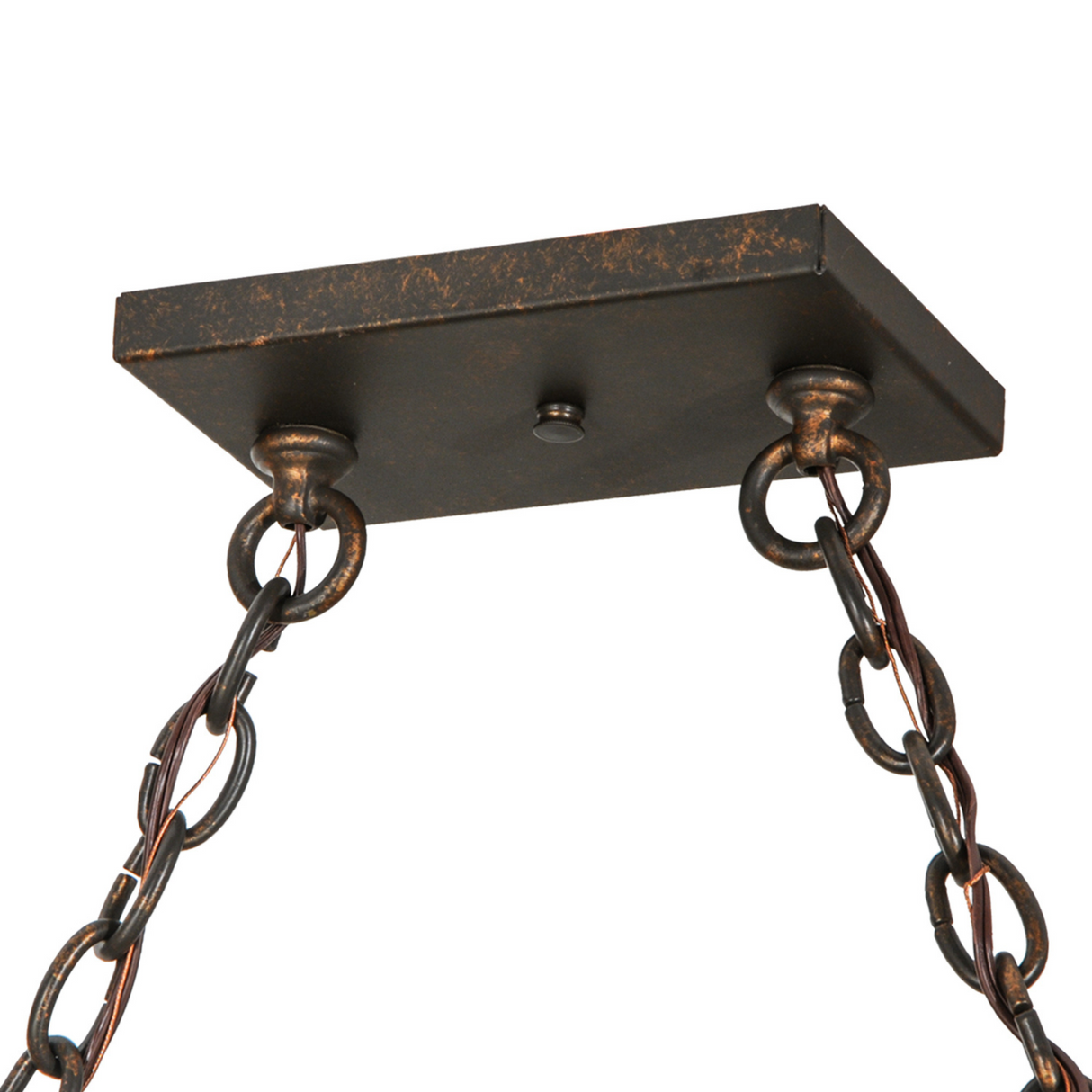 Ceiling canopy and chain detail of Elana pot rack.