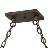 Ceiling canopy and chain detail of Elana pot rack.