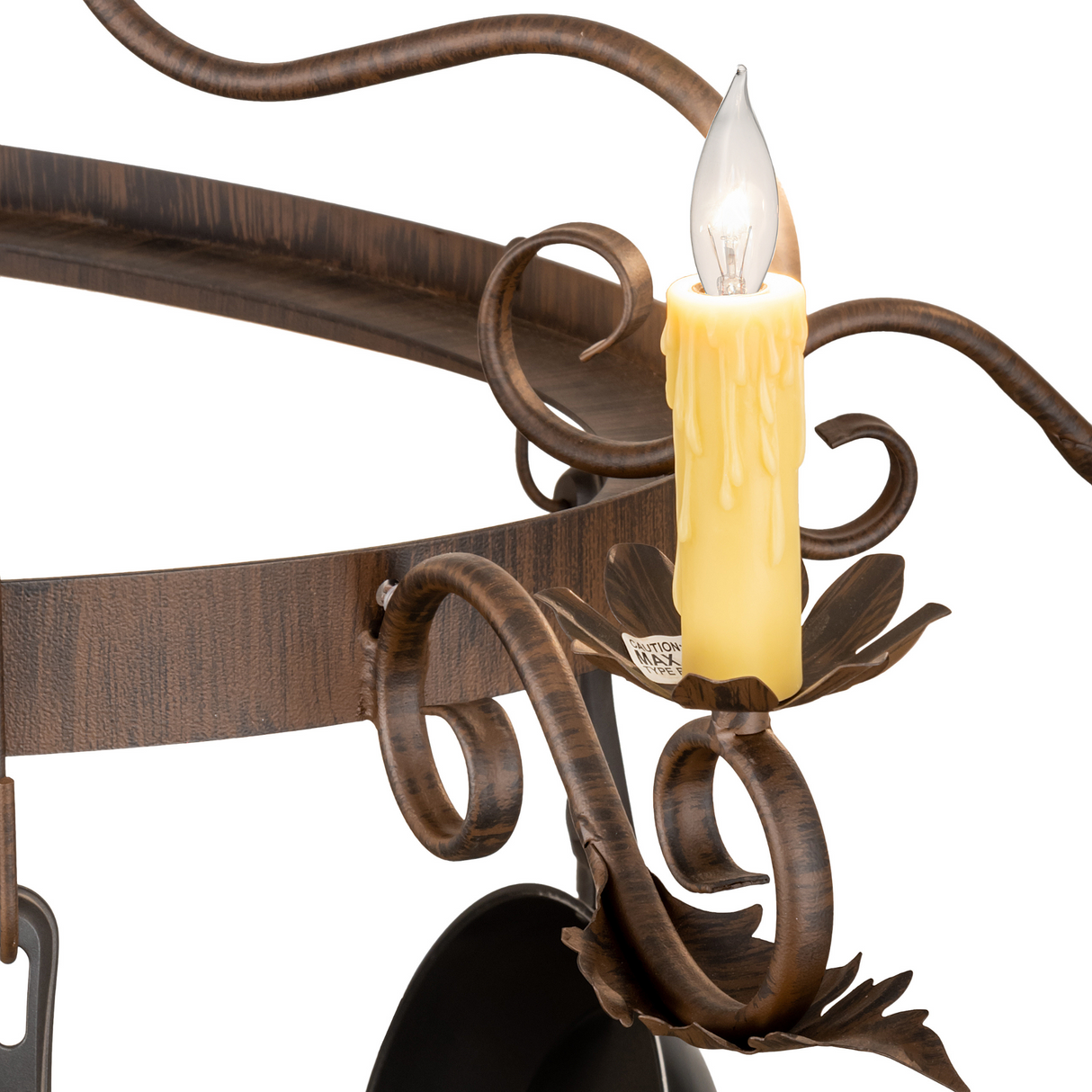 Close-up of faux candlelight with realistic wax drip design.