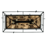 Bottom view of Elephant pot rack showing rectangular frame and hooks.
