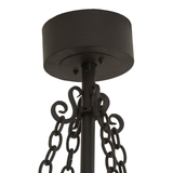 Canopy closeup showing bronze ceiling mount and support rod.